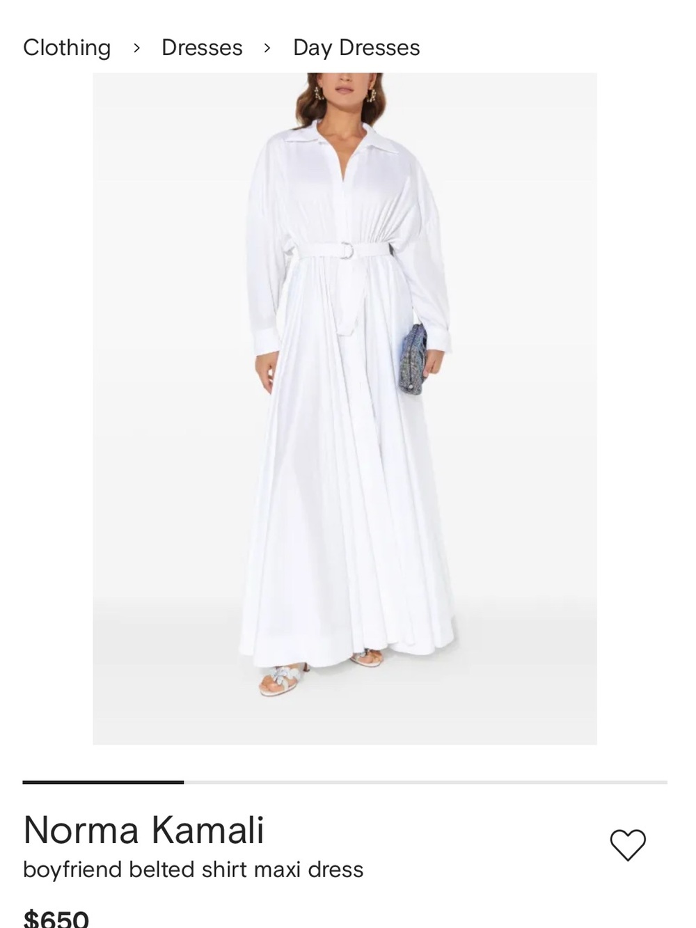 NWOT Norma Kamali White Belted Shirt Maxi Dress - Picture 1 of 3